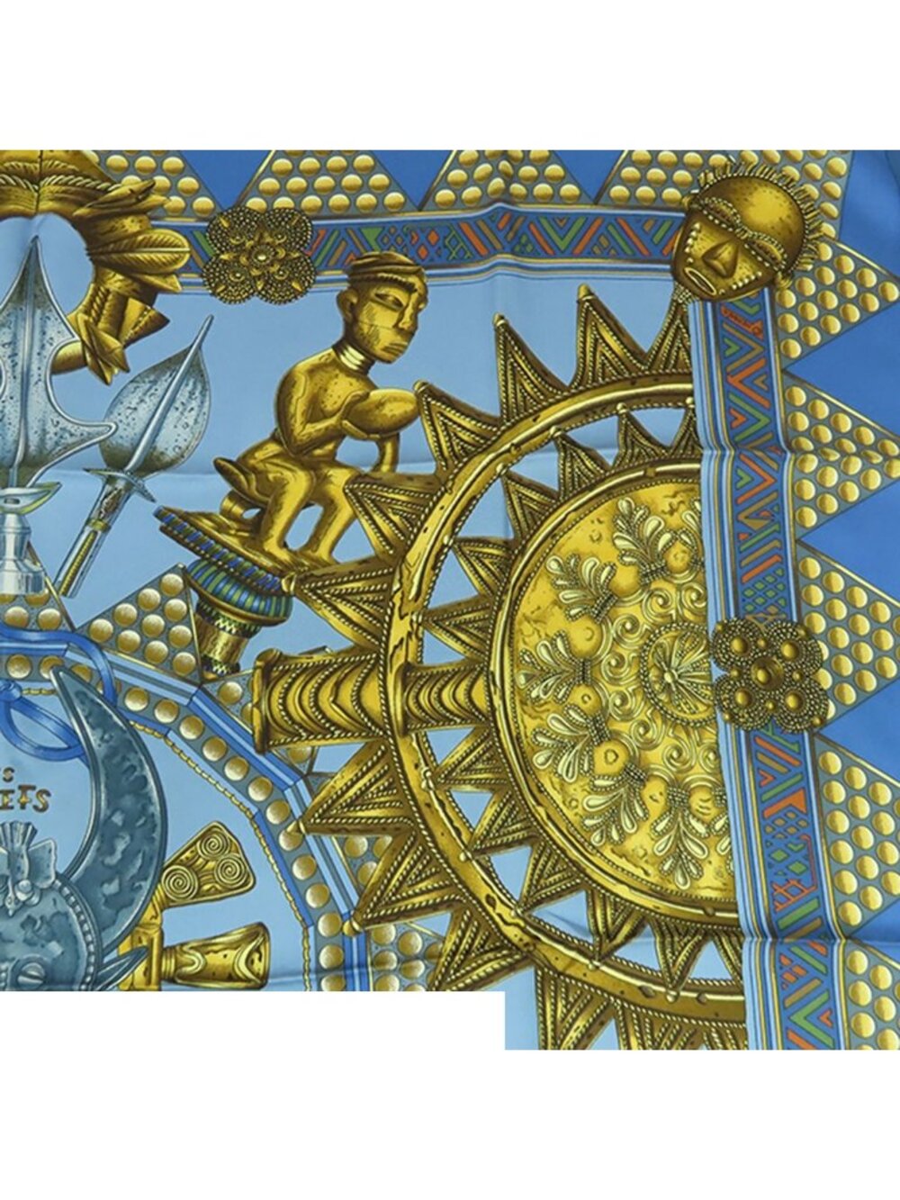 Hermes Carre 90 Blue Gold Silk L'or Des Chefs Scarf - Picture 3 of 9